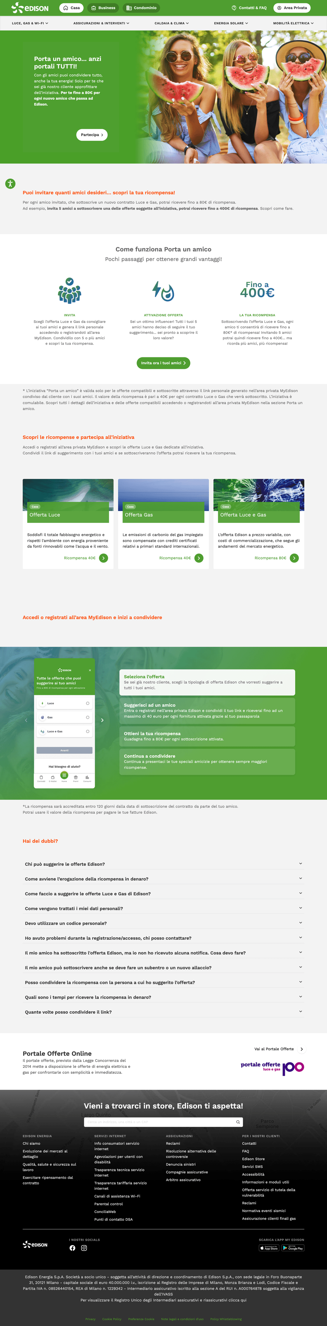 Edison's refer-a-friend page, powered by Aklamio
