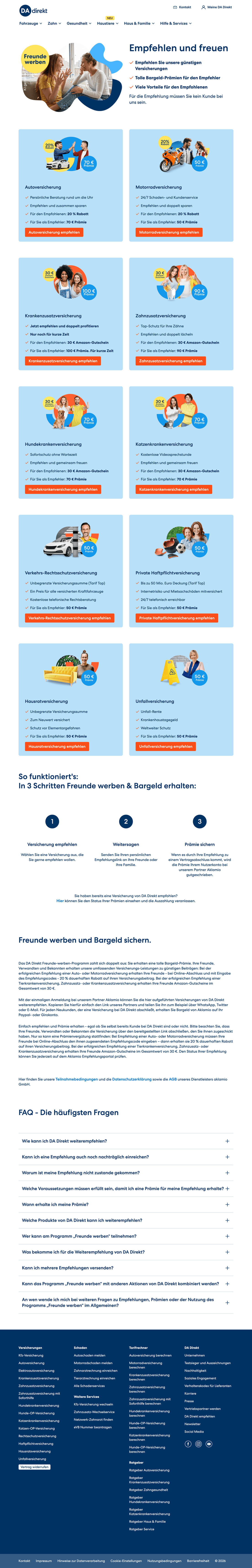 DA Direkt's refer-a-friend page, powered by Aklamio